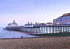 A painting of Eastbourne pier at twilight by Margaret Heath./0