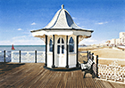 A painting of an old kiosk on Brighton Pier by Margaret Heath.
