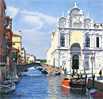 A watercolour painting of Rio dei Mendicanti, Venice by Margaret Heath RSMA.